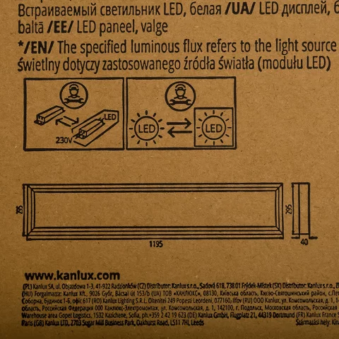 LED Panel Mennyezeti Falon Kívüli 120x30 34W 4000K 4080lm Kanlux BLINGO U 34W SR 120NW