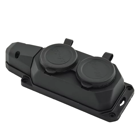 Hálózati 2-es elosztó vezeték nélküli Kültéri IP44 Csapfedeles Fekete Rögzíthető Anco