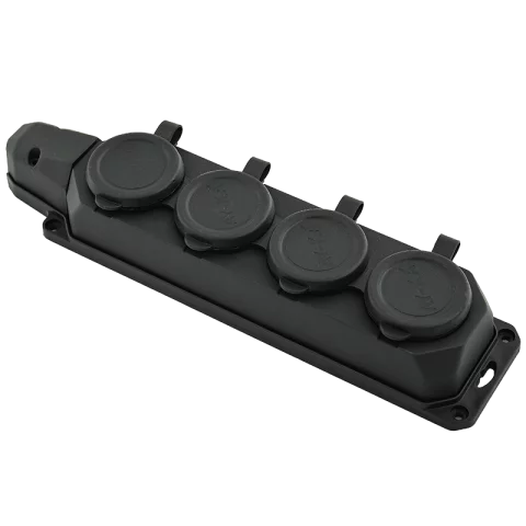 Hálózati 4-es elosztó vezeték nélküli Kültéri IP44 Csapfedeles Fekete Rögzíthető Anco