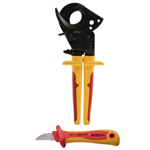 Kábelvágó fogó racsnis 300mm2-ig VDE 1000V AJÁNDÉK CSUPASZÍTÓ KÉSSEL Wiha 46674