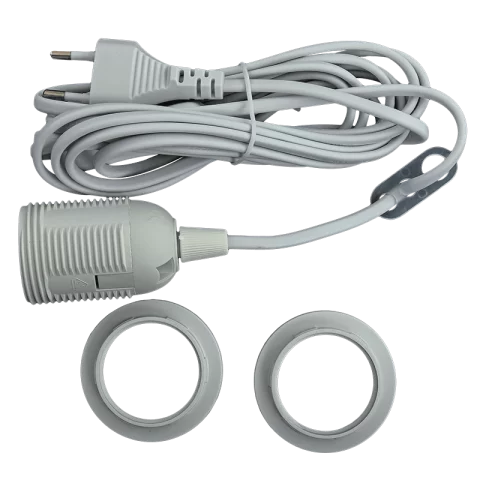 Világítókészlet Kapcsolóval E27 foglalattal MTL 2x0,75 Fehér 3m Szerelhető kábel dugvillával Anco