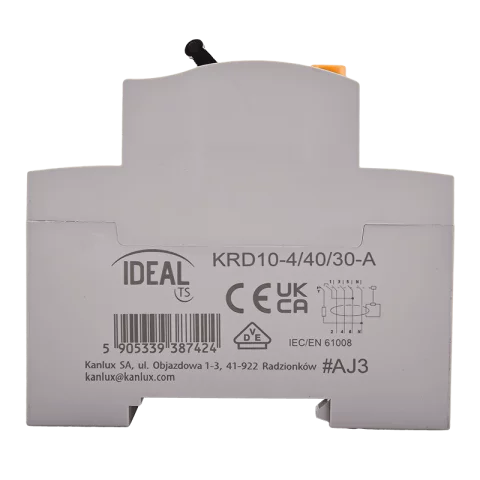 Fi relé 4P 40A 30mA 10kA (A) áramvédő kapcsoló ÁVK ÉV relé Kanlux KRD10-4/40/30-A