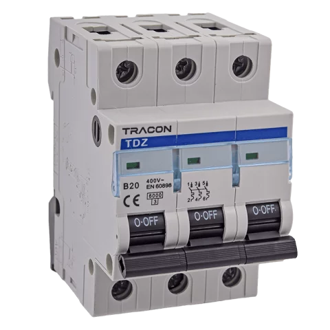 Tracon Kismegszakító 3P B 20A 6kA TDZ-3B-20
