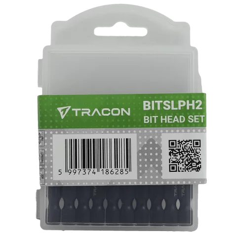 Csavarhúzó bit szár SL/PH2 x55mm Behajtóhegy bit fej készlet 10db/csomag Tracon BITSLPH2