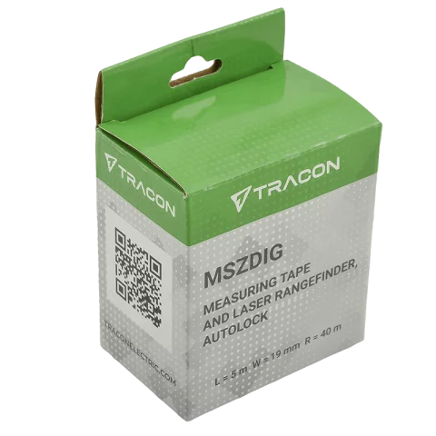 Lézeres távolságmérő és Mérőszalag 5m Autolock funkciós Digitális kijelzővel Tracon MSZDIG