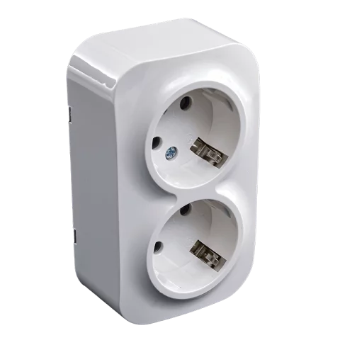 Falon kívüli dupla dugalj 2x2P+F Földelt csatlakozóaljzat GYV fehér konnektor Orno 7206W