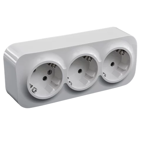 Falon kívüli tripla dugalj 3x2P+F Földelt csatlakozóaljzat GYV fehér konnektor Orno 7209W