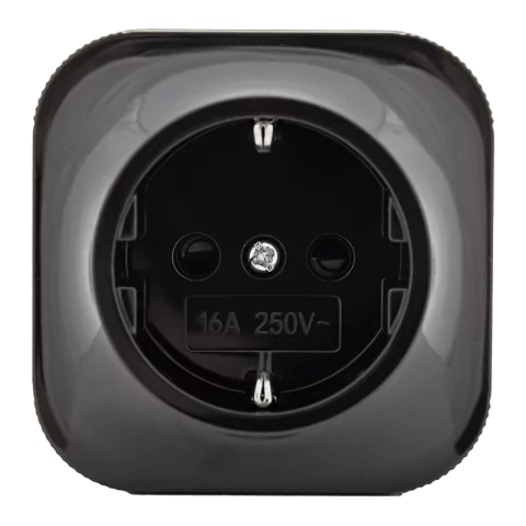 Falon kívüli dugalj 2P+F Földelt csatlakozóaljzat GYV fekete konnektor Orno 7205B