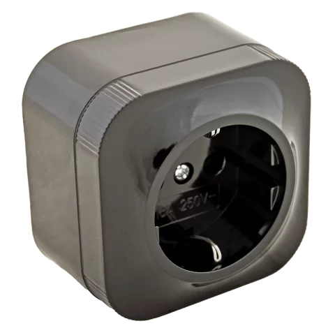 Falon kívüli dugalj 2P+F Földelt csatlakozóaljzat GYV fekete konnektor Orno 7205B