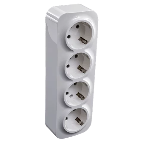 Falon kívüli négyes dugalj 4x2P+F Földelt csatlakozóaljzat GYV fehér konnektor Orno 7210W