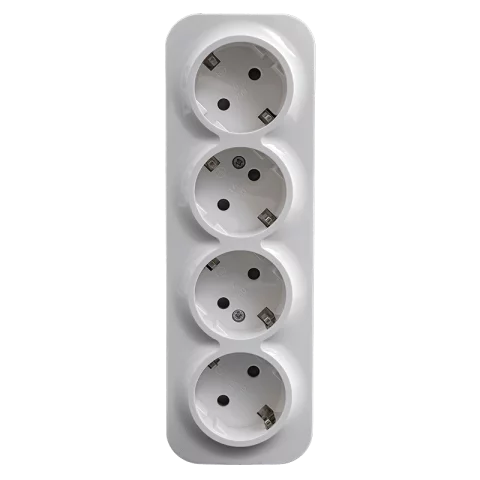 Falon kívüli négyes dugalj 4x2P+F Földelt csatlakozóaljzat GYV fehér konnektor Orno 7210W