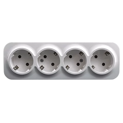 Falon kívüli négyes dugalj 4x2P+F Földelt csatlakozóaljzat GYV fehér konnektor Orno 7210W