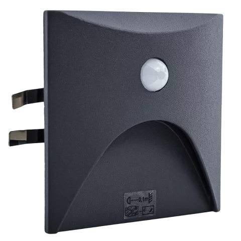 Mozgásérzékelős Lépcsővilágítás 2,5W 4000K 50lm Fekete Süllyeszthető Négyzet Kanlux EXIN LED PIR