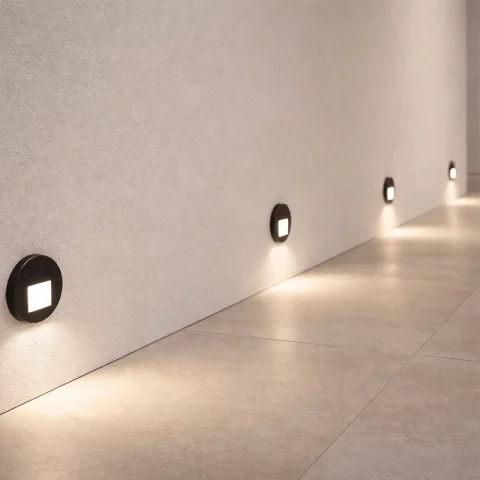 Lépcsővilágítás 1,2W CCT állítható színhőmérséklet 58lm Fekete Süllyeszthető Kerek Strühm