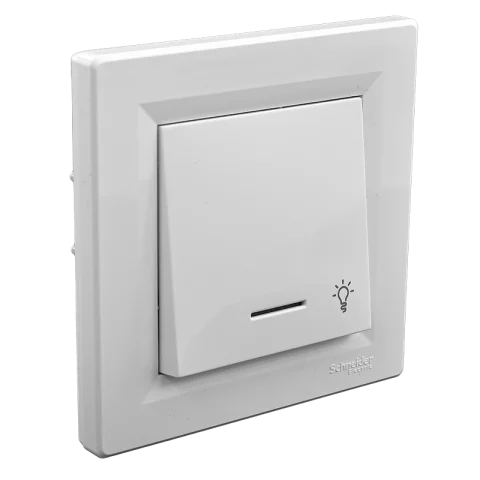 Schneider ASFORA Kapcsoló 101NJFLJ egypólusú nyomó villanykapcsoló jelzőfényes lámpajeles fehér