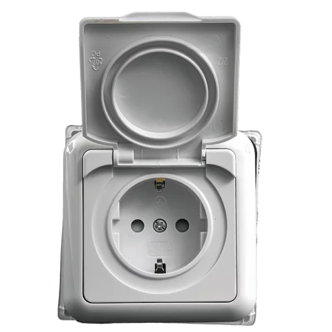 Anco Porto Dugalj 2P+F konnektor IP44 csapfedeles GYV csavaros bekötés kerettel fehér 321109