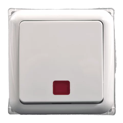 Anco Porto Kapcsoló 101JF egypólusú villanykapcsoló IP44 jelzőfényes kerettel fehér 321107