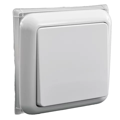 Anco Porto Kapcsoló 101N egypólusú nyomó villanykapcsoló IP44 kerettel fehér 321105