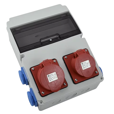 Ipari csatlakozó tábla 11mod ablak 5P16A + 5P32A + 4x2P+F alj IP44 szerelt doboz