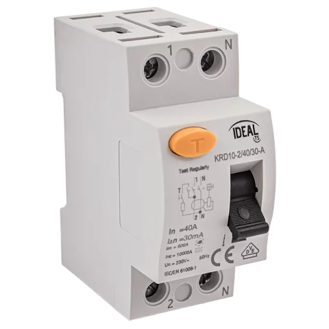 Fi relé 2P 40A 30mA 10kA (A) áramvédő kapcsoló ÁVK ÉV relé Kanlux KRD10-2/40/30-A