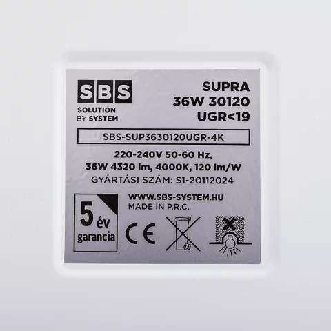 LED Panel Mennyezeti Beépíthető 120x30 36W 4000K 4320lm UGR19 Philips előtéttel Supra