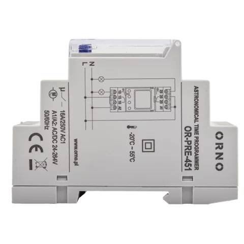 Időzítő digitális moduláris időkapcsoló heti 16A 2 csatornás Anco OR-PRE-451