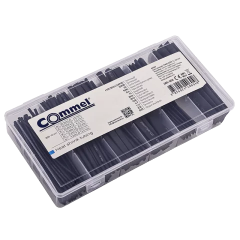 Zsugorcső Készlet Vékonyfalú 100db 100mm Fekete 2:1 Commel