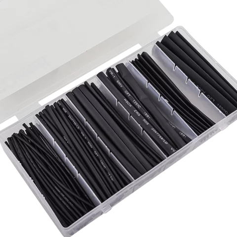 Zsugorcső Készlet Vékonyfalú 100db 100mm Fekete 2:1 Commel