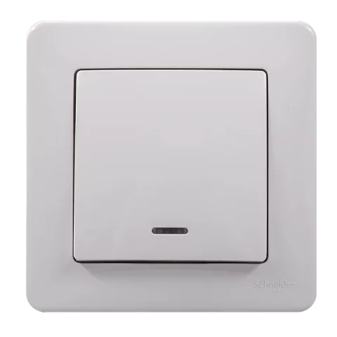 Schneider SEDNA Design Kapcsoló 101NJF egypólusú nyomó villanykapcsoló jelzőfényes rugós fehér