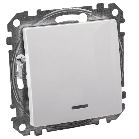 Schneider SEDNA Design Kapcsoló 101NJF egypólusú nyomó villanykapcsoló jelzőfényes rugós fehér