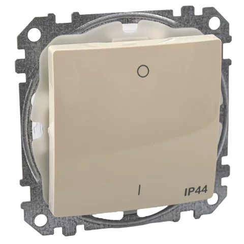 Schneider SEDNA Design Kapcsoló 102 kétpólusú villanykapcsoló IP44 rugós bekötés bézs SDD212102