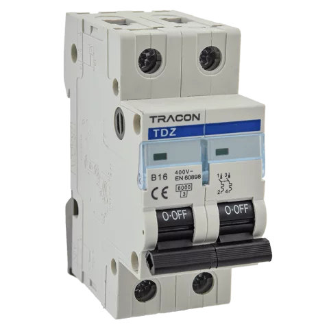 Tracon Kismegszakító 2P B 16A 6kA TDZ-2B-16