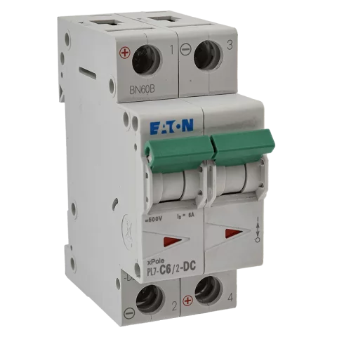 EATON kismegszakító 2P C 6A 10kA 48V DC PL7-C6/2-DC
