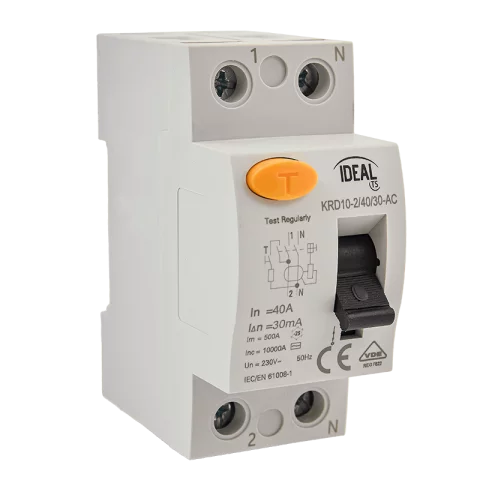 Fi relé 2P 40A 30mA 10kA (AC) áramvédő kapcsoló ÁVK ÉV relé Kanlux KRD10-2/40/30-AC