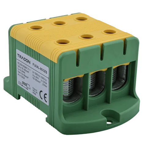 Fővezetéki leágazó sorkapocs 16-95 mm2 Z/S sínre/felületre szerelhető Tracon FLEAL-95/3ZS