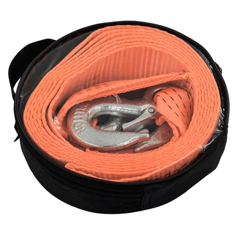 Vontatókötél 4m Fém karabínerekkel 6500kg hordtáskában 50mm széles PE műanyagkötél Carguard_MEGSZŰNT