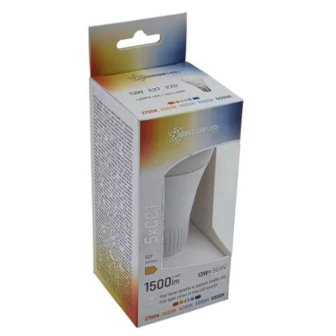 E27 LED Izzó 13W CCT Állítható színhőmérséklet 1500lm A60 Spectrum WOJ14716