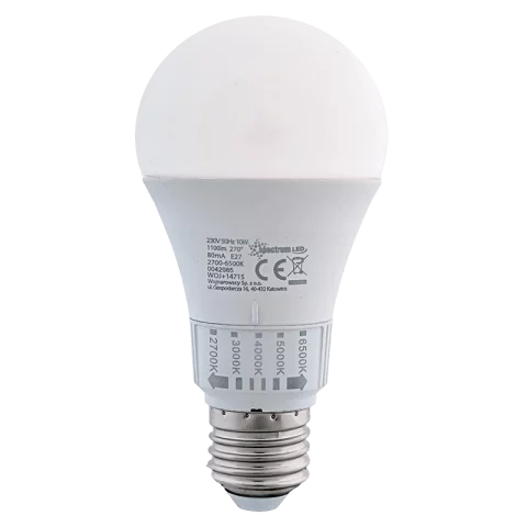 E27 LED Izzó 10W CCT Állítható színhőmérséklet 1100lm 270° A60 Spectrum WOJ14715