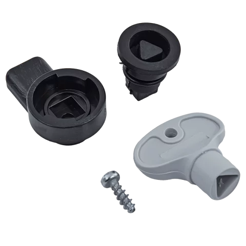 Műanyag zár Tracon TME szekrényekhez háromszög zár és kulcs CPZÁR Tracon TME-ZMH