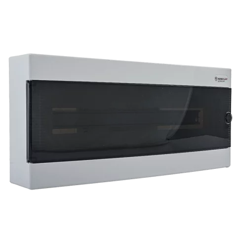 Lakáselosztó falon kívüli 24 modulos elosztó szekrény átlátszó ajtóval Tehnoplast THP-N1x24C