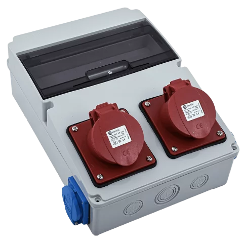 Ipari csatlakozó tábla 11mod ablak 2x5P16A + 2x230V alj IP44 ipari doboz 3320-002-5500