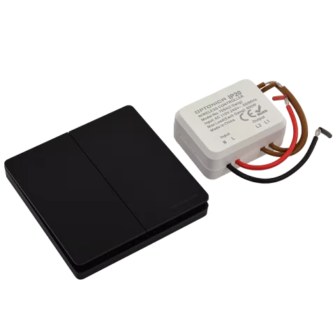 Vezeték nélküli KINETIC kapcsoló szett 2 áramkörös csillár kapcsoló IP44 fekete 2x600W Optonica