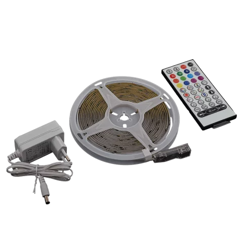 COB Led Szalag Szett Beltéri RGB távirányítóval 5m 24V Komplett készlet Commel