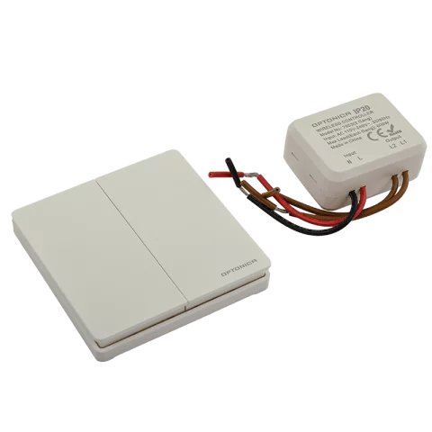 Vezeték nélküli KINETIC kapcsoló szett 2 áramkörös csillár kapcsoló IP44 fehér 2x600W Optonica