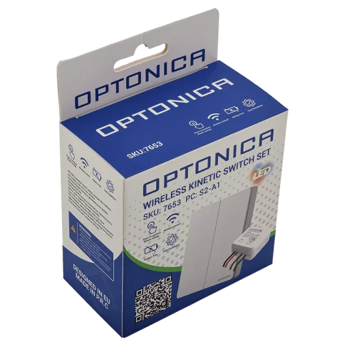 Vezeték nélküli KINETIC kapcsoló szett 2 áramkörös csillár kapcsoló IP44 fehér 2x600W Optonica