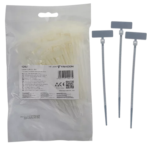 Gyorskötöző kábel kötegelő 110x2,5 natúr Jelzőcímkés kábelkötegelő Tracon