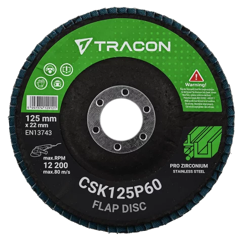 Lamellás csiszolókorong 125x22,2mm P60 Lamellás korong Acél csiszoló Tracon CSK125P60