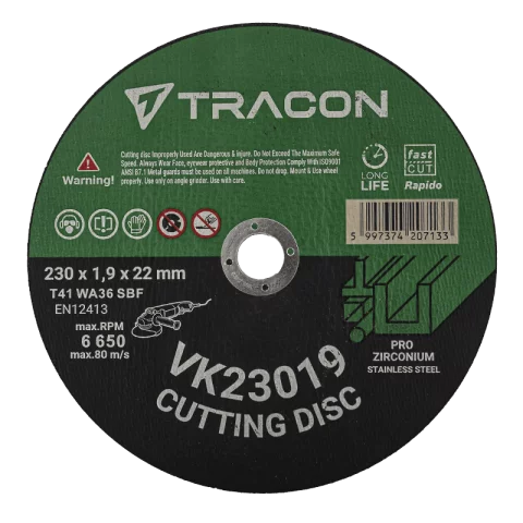 Flex sarokcsiszoló vágókorong 230x1,9x22mm Tracon VK23019