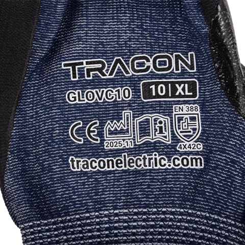 Kesztyű Gumírozott Munkavédelmi védőkesztyű Érintőképernyőhöz Vágásbiztos 10-es XL Tracon GLOVC10