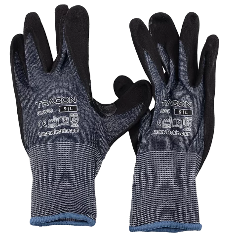 Kesztyű Gumírozott Munkavédelmi védőkesztyű Érintőképernyőhöz Vágásbiztos 9-es L Tracon GLOVC9